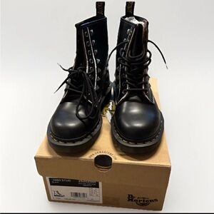Dr. Martens 1460 Stud Lace-Up Studded Leather Boot, Size 7, Black/Silver, NWT